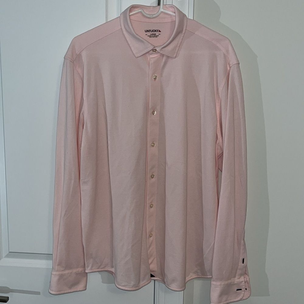 UNTUCKit Polo LS button down Pink Golf Shirt 100% Cotton Mercurey Swept Collar